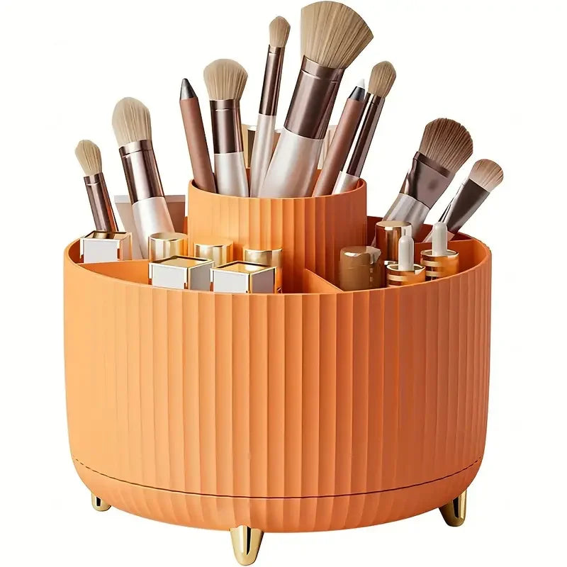 360° Rotating 5-Slot Makeup Brush Holder & Desk Organizer