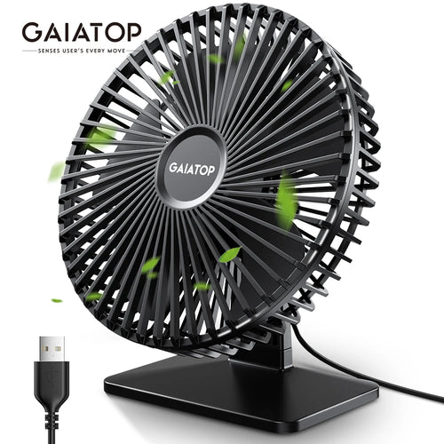 GAIATOP USB Desk Fan – Ultra Quiet, 4 Speeds, Adjustable Cooling